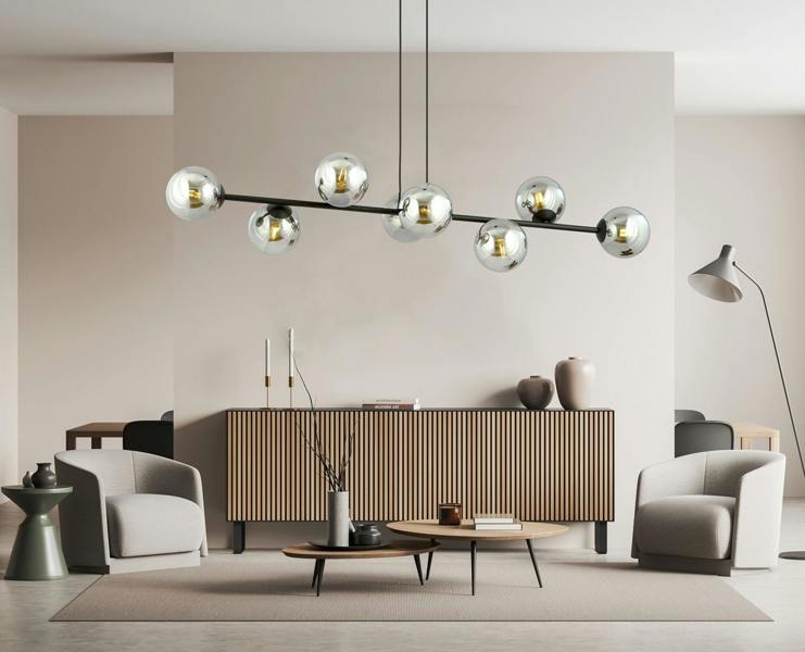 Emibig ROSSI Pendant lamp  8 x E14 Black with Graphite Shade