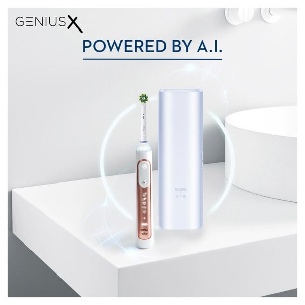 Oral-B Genius X Electric Toothbrush with Travel Case - Rose Gold