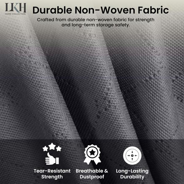 LKH HOME COLLECTION LKH Clothes 3 Pack Storage Bags 90L - Foldable Fabric Storage Boxes - Non-Woven with Handles & Zipper for Bedding & Wardrobe