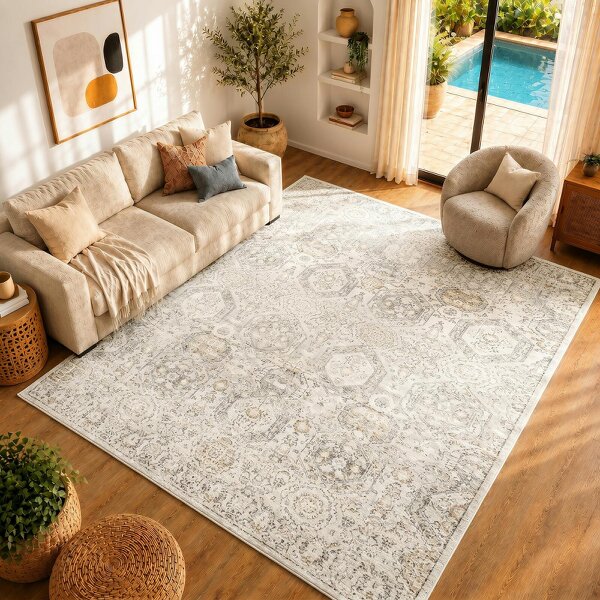 Livabliss Indigo IGO2306 Vintage Grey Beige Off-White Traditional Boho Rug