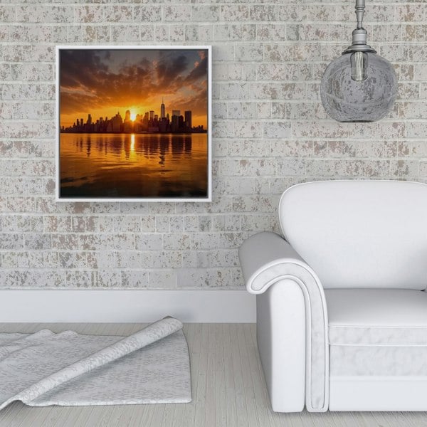 Warren Reed Sunrise In The City Framed Canvas