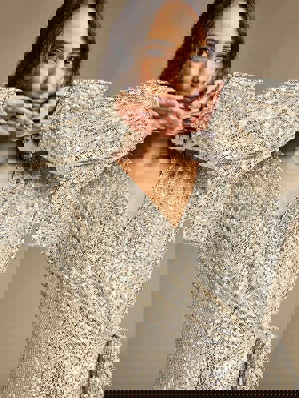 GWD Kitty Silver Sequin Midi Dress