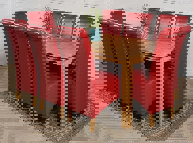 That's Furniture Oslo 180 x 90cm Large Oak Dining Set with Montana Leather Chairs