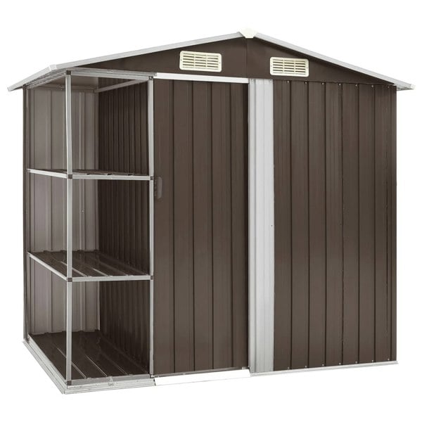 Berkfield Garden Shed with Rack Brown 205x130x183 cm Iron