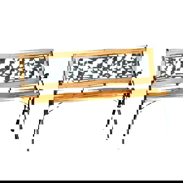 Samuel Alexander 2 Seater Outdoor Wooden & Cast Iron Garden Bench with Rose Design