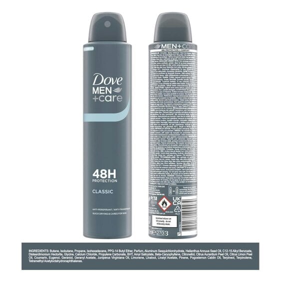 Dove Men+Care Antiperspirant Deodorant Classic 24x200ml, 48H Sweat Protection