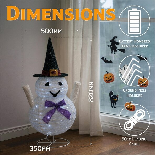 Scotts of Stow Fxlab LED Foldable Ghost Outdoor Battery Decoration with Timer