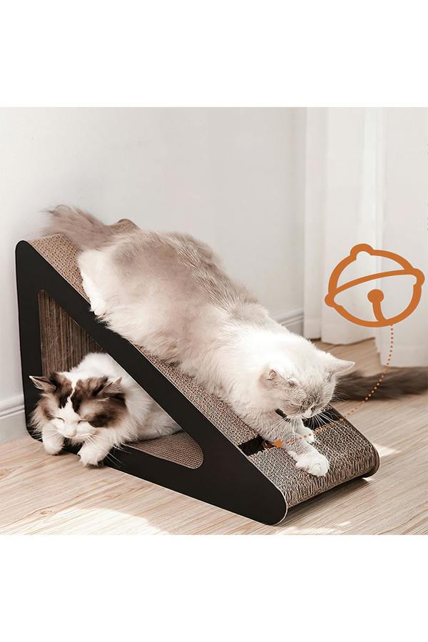 Living and Home Triangle Cat Scratching Post with Bell Ball， Easy to Install, Shavings Free, Scratch Resistant Sofa Cat Scratching Board