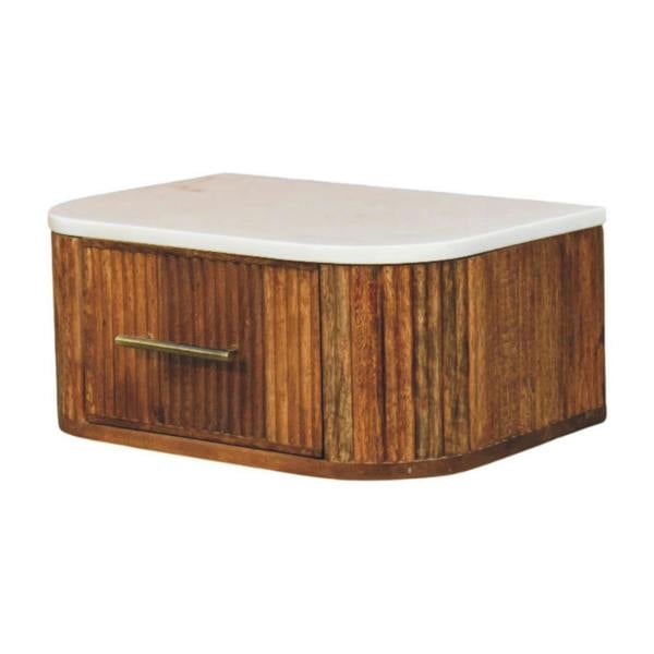 Artisan Furniture Solid Wood Beaumont Wall-Mounted Bedside, 1 Drawer , Brown