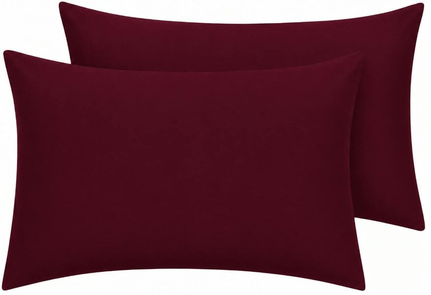 Night Zone Housewife Polycotton Pillowcases Pair – Plain Dyed Easy Care Bed Linen - Wine