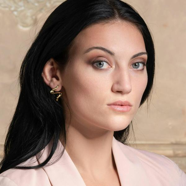 Gold Plated S Shaped Unusual Statement Earrings for Women - namana.london