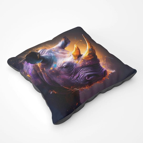 Warren Reed Golden Rhino Face Splashart Floor Cushion