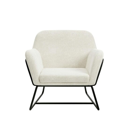 Wyld Haus Marseille Ivory Boucle Upholstered Armchair Gold Metal Legs