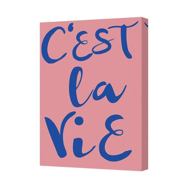 Benjamin Tate Design Contemporary Cest La Vie Canvas Wall Art Print With Deep Wooden Frame