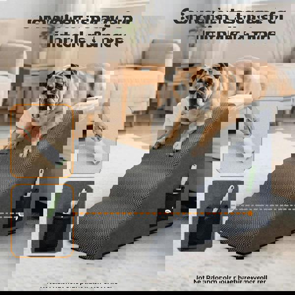 Skylos Dog Ramp Pet Stairs for Bed Sofa Small Senior Injured Dog 4 Step Washable