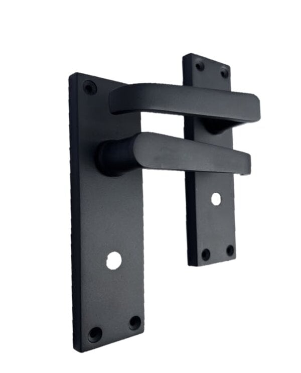 EDH Door Hardware Victorian Straight Matt Black Bathroom Interior Door Handles+Bathroom SASH Lock2