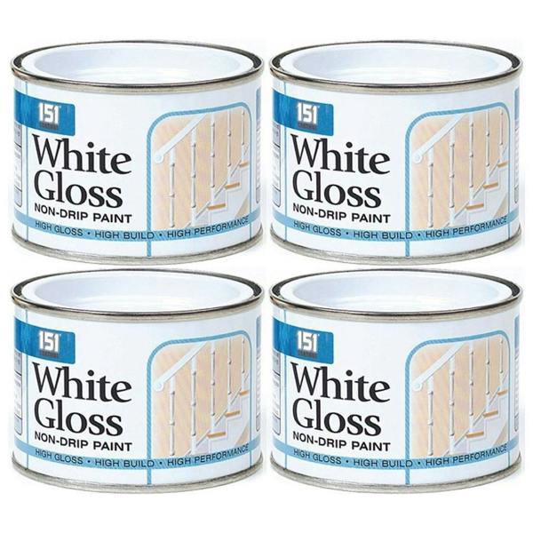 151 4X Non-Drip White Gloss Paint Tin 180ml