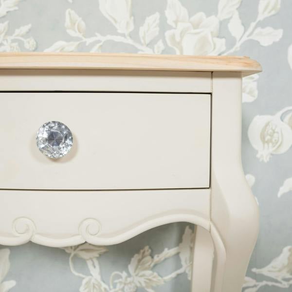 Statement Furniture Juliette Vintage Chic 1 Drawer Bedside Table with Crystal Handle