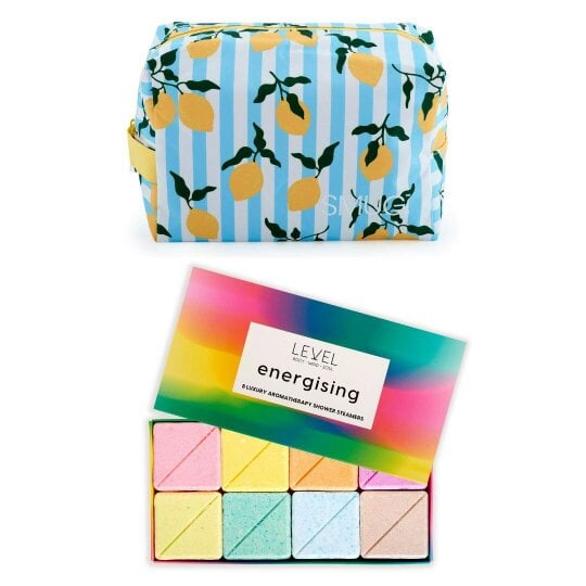 SMUG Wake-Up Wash Bag Set – Various Prints - Lemon Stripe