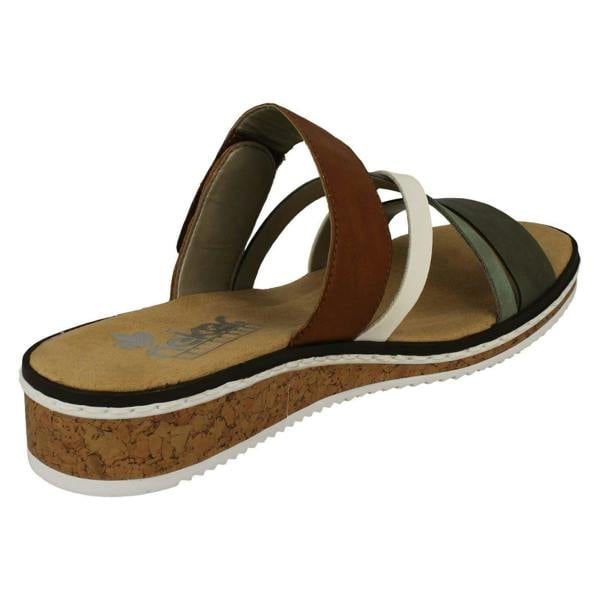 Rieker Ladies Rieker Wedge Heeled Strappy Mule Sandals V3652