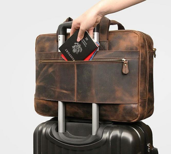 Touri Genuine Leather Briefcase With Luggage Strap (Copy)