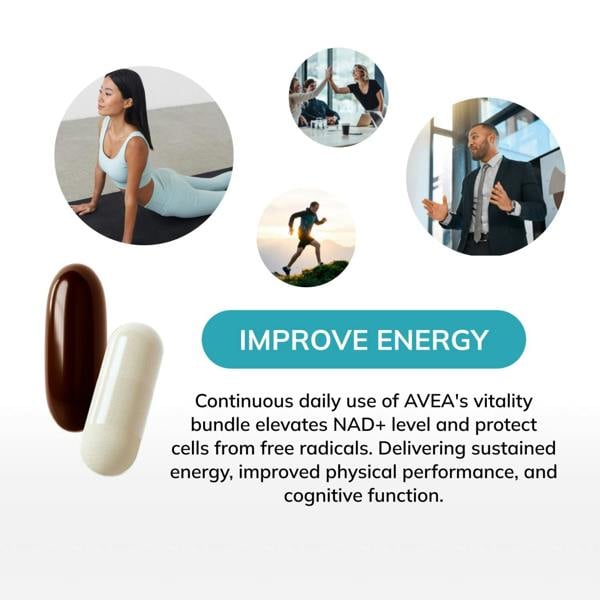 AVEA Vitality Bundle | NAD Vitaliser + NAD Booster Supplement| Swiss Quality | NAD Supplement | Antioxidants | Replenish NAD Level