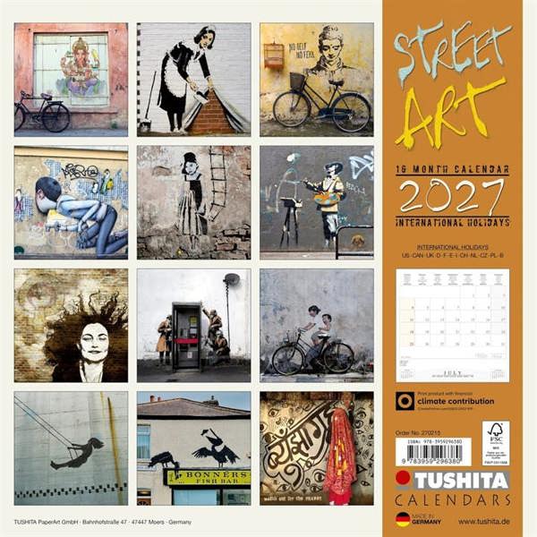 Street Art Calendar 2027, Wall Calendars, Month To View, Art, Gift