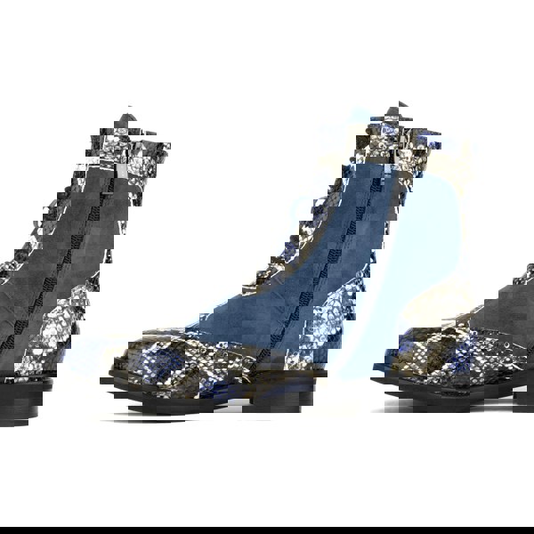 Embassy London Mantis - Blue Snake - Women's above-the-ankle lace-up boot with brogue & snake print detailing