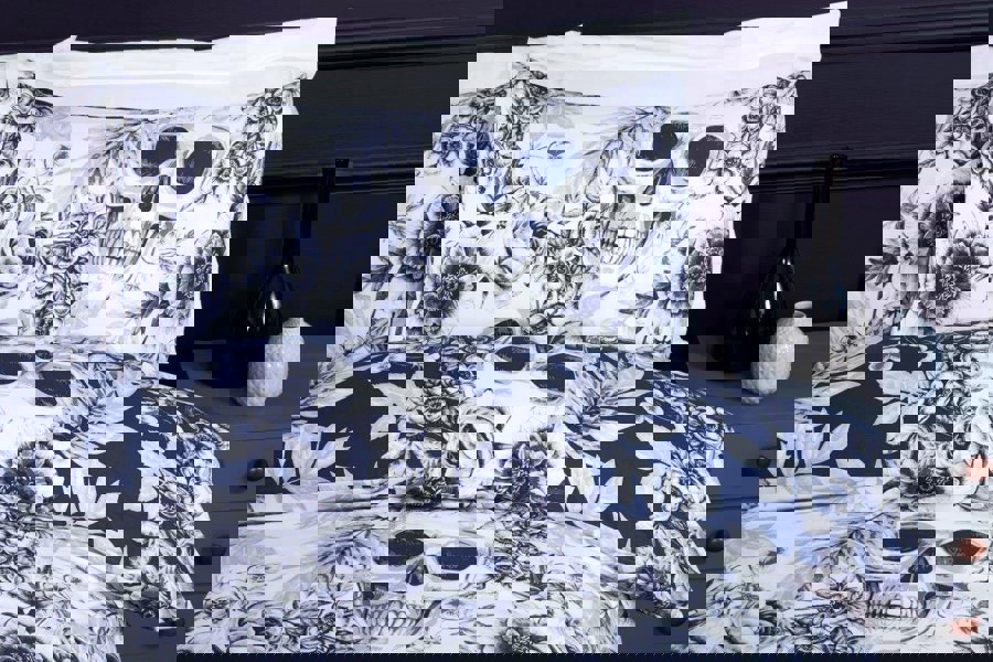 Rapport Home Gothic Skulls White Duvet Cover Set