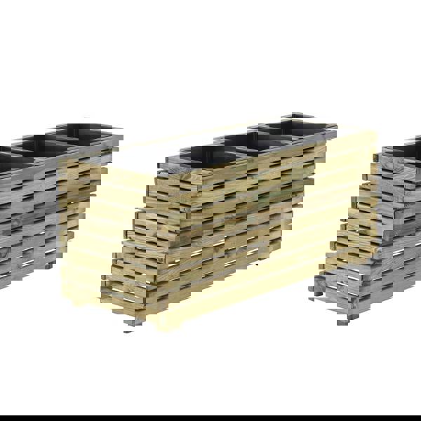 Cerland Horizon Garden Slatted Wooden Planter 90cm x 40cm 40L Modern Trough