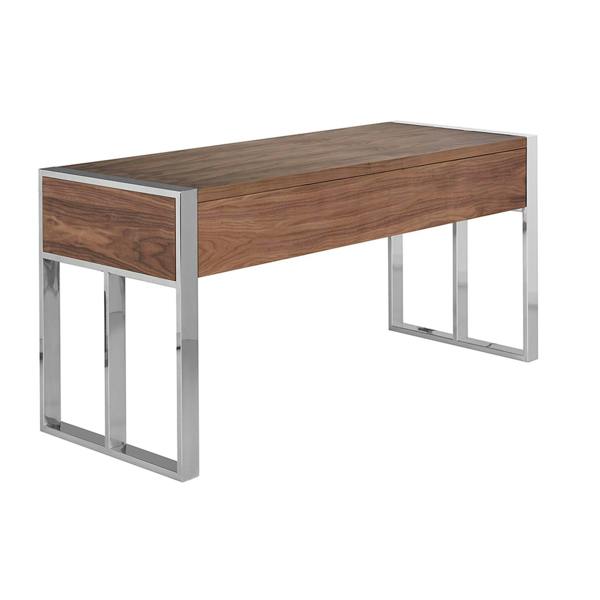 Angel Cerdá Walnut and chrome-plated steel desk 3135