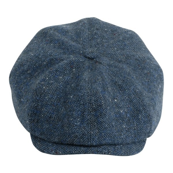 Gamble & Gunn British Made Mid Blue Button Top Cap Irish Donegal Tweed From Molloy and Sons