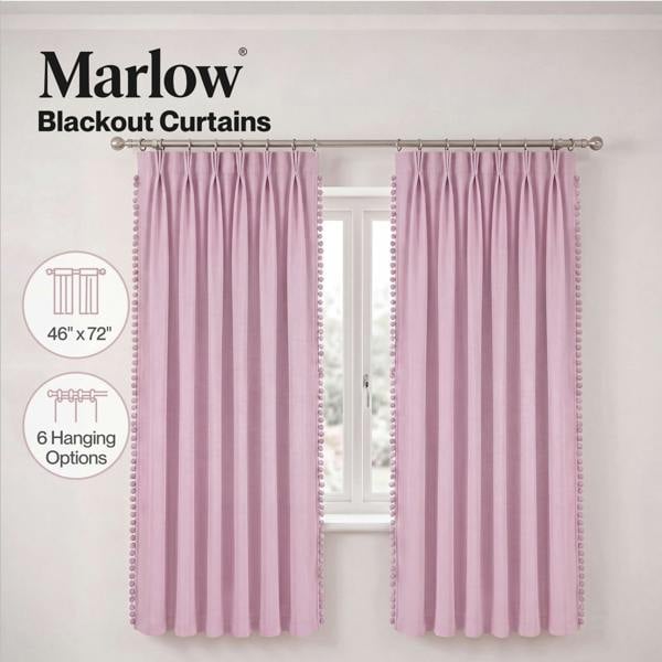 Marlow Pink Pom Pom Curtains for Nursery & Baby Girls Room 46"x72"  2 Panels