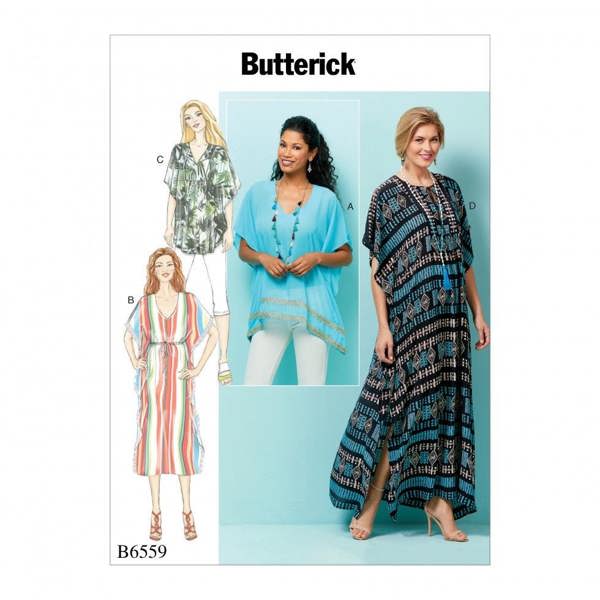 Butterick Sewing Pattern 6559, Tops, Tunics, Caftans for Women, Y (XSM-SML-MED) - Easy