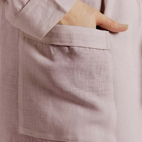 Lazy Linen Pure Washed Linen Bathrobe -  Pink