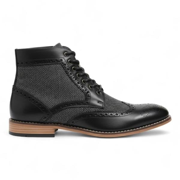 Dolcetto Men's Black Wingtip Brogue Ankle Dress Chukka Boots