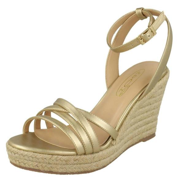 Spot On Ladies Spot On Rope Wedge Strappy Sandals F2275