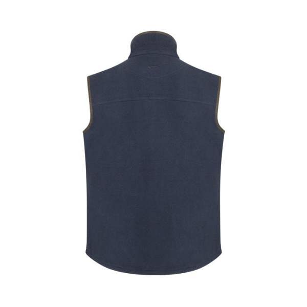 Rear view of the Hoggs of Fife Woodhall fleece gilet in Navy 