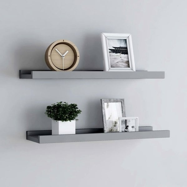 Berkfield Picture Frame Ledge Shelves 2 pcs Grey 40x9x3 cm MDF