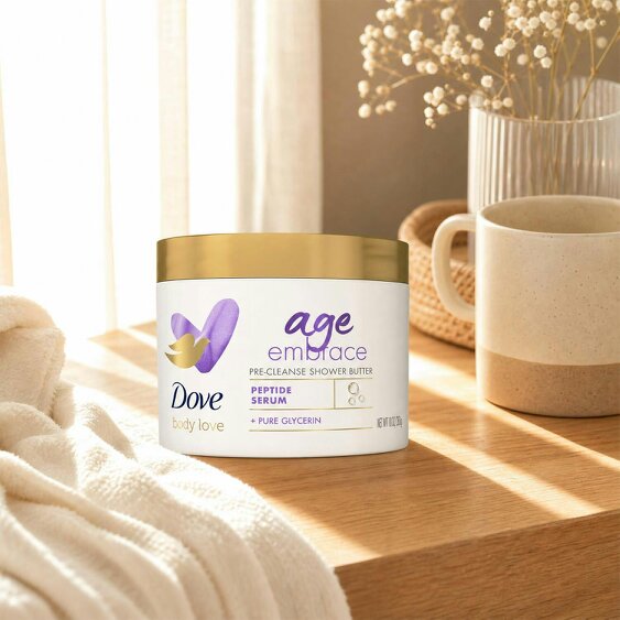Dove Body Love Age Embrace Pre-Cleanse Shower Butter with Peptide Serum, 3x283ml