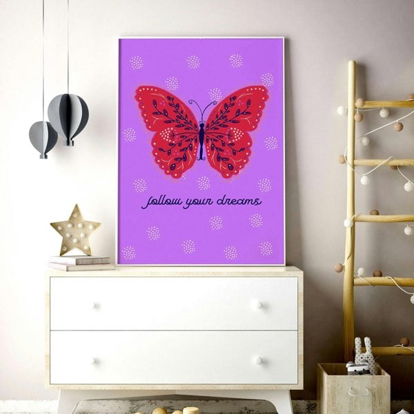 Wall art for Nursery | Set of 2 Butterfly wall art prints