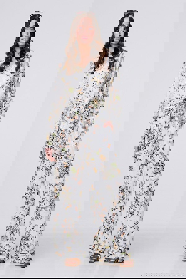 Beige | Butterfly Print Long Sleeve Shirt