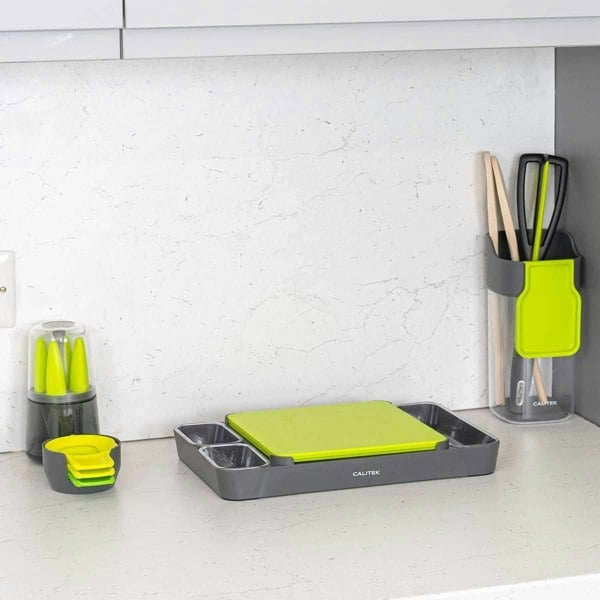 CALITEK Set of 3 Chopping Board Set With Holder for Multipurpose Use Green