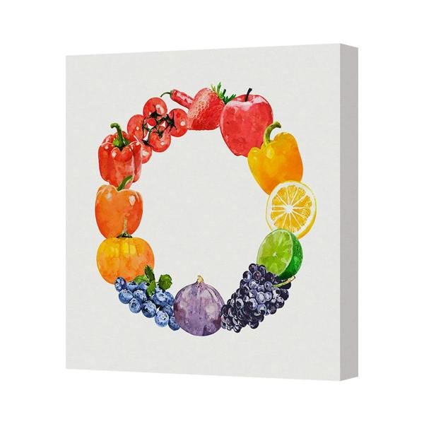 Benjamin Tate Design Fruit Circle Canvas Art Print With Vibrant Watercolor Colors