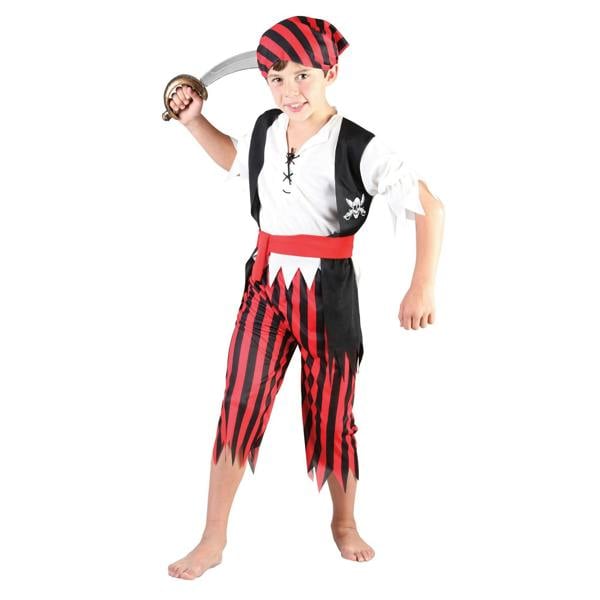 Bristol Novelty Boys Pirate Costume - Red/Black/White