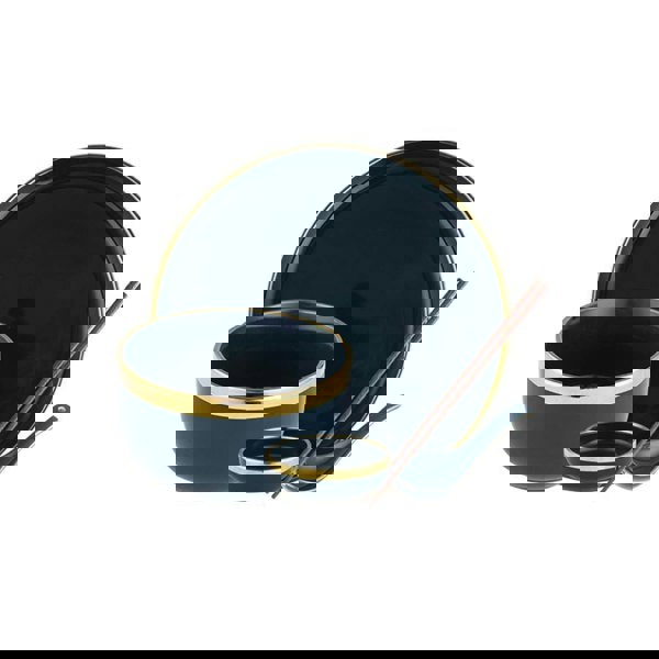 8 Piece Dinner Set, Pink And Dark Blue-Weilai Concept-Weilai Concept