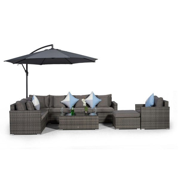 Giardino Havana 7 Seat Rattan Sofa Set w/ Coffee Table, Armchair and Ottoman