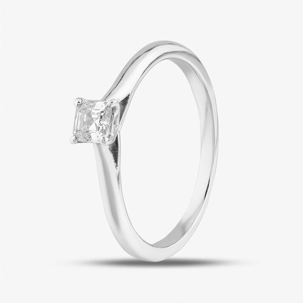 T. H. Baker Platinum 0.26ct Asscher Cut Diamond Solitaire Ring ASSCHER