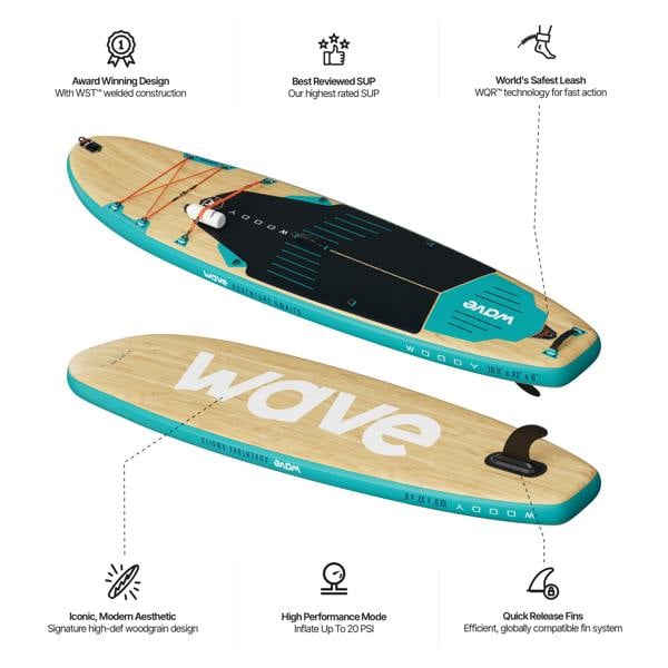 Wave The Woody 3.0 SUP Inflatable Paddleboard - 10'9ft