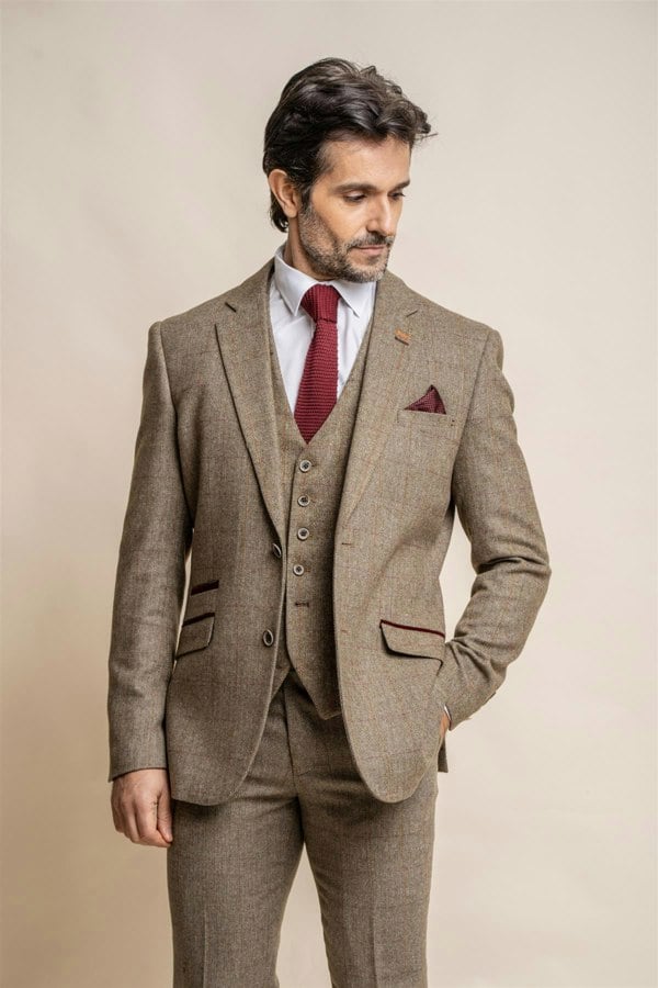 Gastson sage tweed blazer front